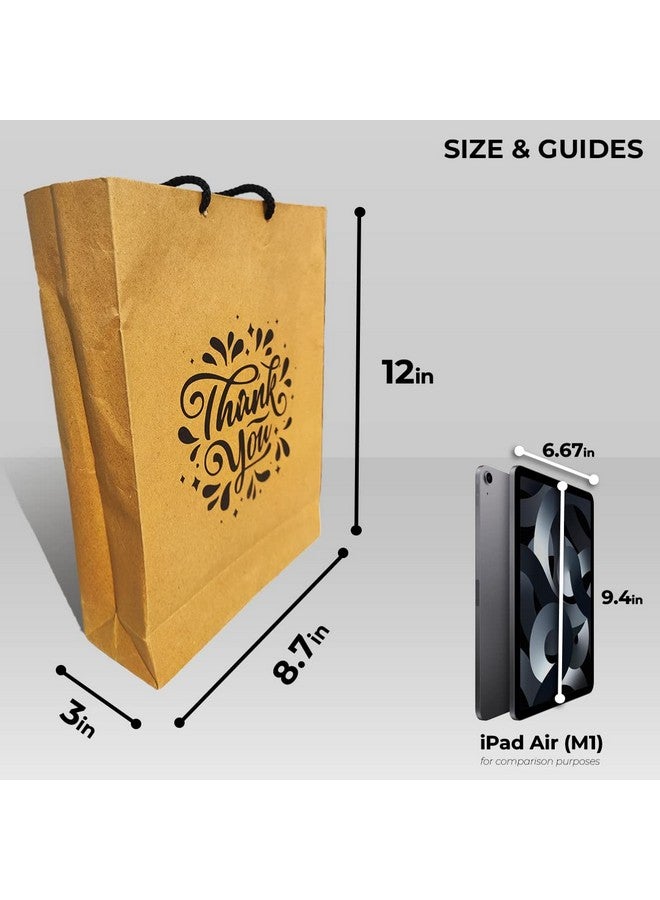 Suffix Retail ® (Pack of 20) Brown Paper Thank You Gift Bags with Braided Cotton Handles (12X8.7X3 inches) - Image 5