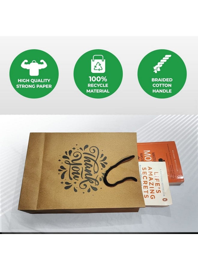Suffix Retail ® (Pack of 20) Brown Paper Thank You Gift Bags with Braided Cotton Handles (12X8.7X3 inches) - Image 2