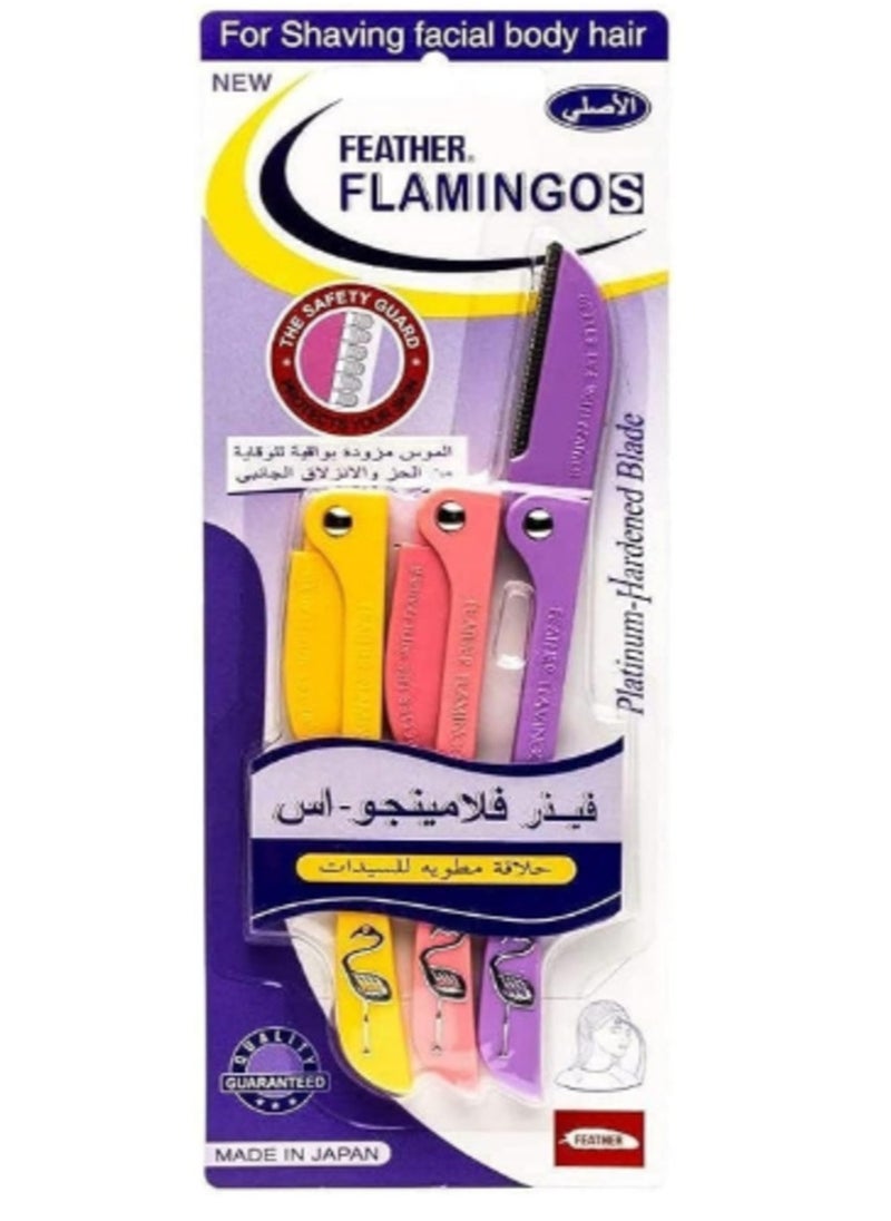 FLAMINGO - Feather Flamingo Foldable Face Razor 3piece - Image 1
