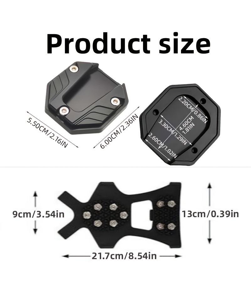 Aluminum Alloy Motorcycle Kickstand Anti Slip Pads Black Universal Enlarged Support Footrest - Image 2
