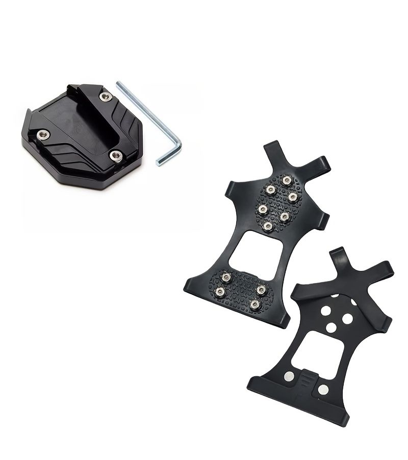 Aluminum Alloy Motorcycle Kickstand Anti Slip Pads Black Universal Enlarged Support Footrest - Image 4