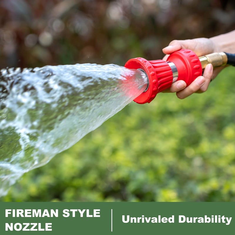 FANHAO Fireman Style Garden Hose Nozzle, Heavy Duty High Pressure Adjustable Sprayer, Leak-Proof Metal Fire Hose Sprayer Nozzle for for Car Washing, Patio Cleaning, Lawn & Pet Showering - Image 2