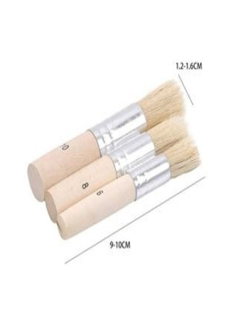 Worison 3 Pcs Wooden stencil brush chalk paint natural pure hog bristle brush round acrylic oil painting detail brushes art supplies - Image 2