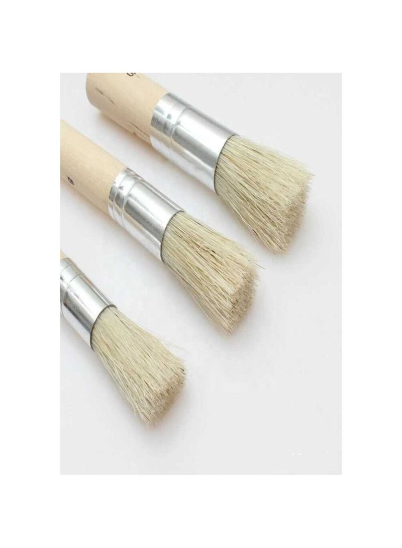 Worison 3 Pcs Wooden stencil brush chalk paint natural pure hog bristle brush round acrylic oil painting detail brushes art supplies - Image 3