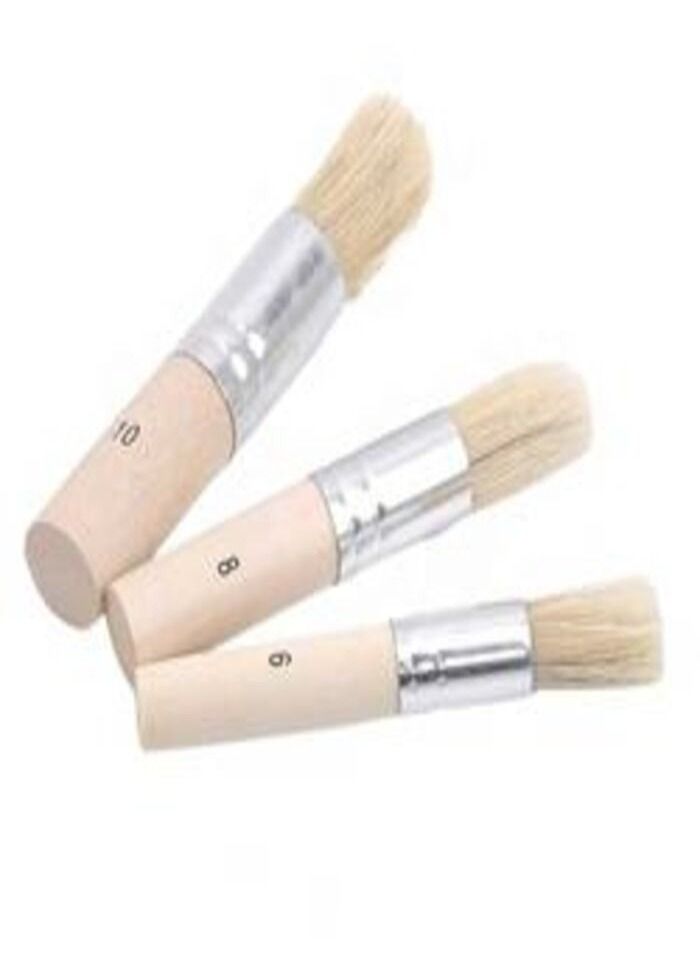Worison 3 Pcs Wooden stencil brush chalk paint natural pure hog bristle brush round acrylic oil painting detail brushes art supplies - Image 1