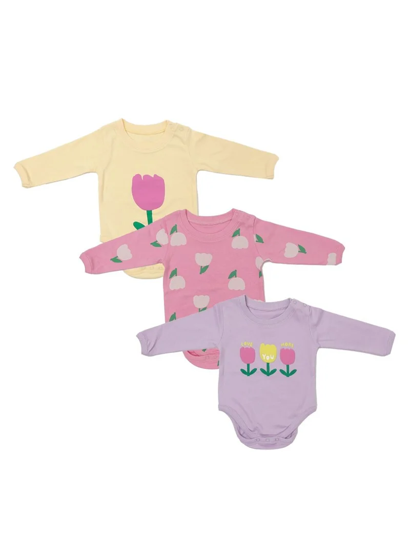 ايكو AIKO-Pack of 3 Multicolor Baby Body Suit
