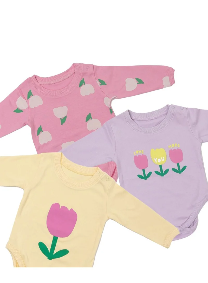 ايكو AIKO-Pack of 3 Multicolor Baby Body Suit