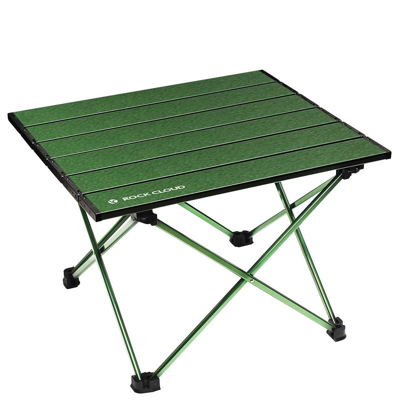 ROCK CLOUD Portable Camping Table Ultralight Aluminum Folding Beach Table Camp for Camping Hiking Backpacking Outdoor Picnic Green