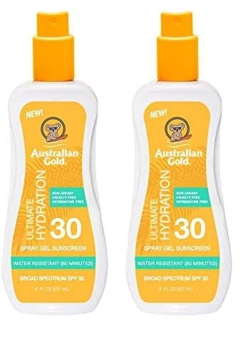 Australian Gold - Australian Gold Spray Gel Sunscreen Moisturize Hydrate Skin Broad Spectrum Water Resistant NonGreasyc Oxybenzone Free Cruelty Free SPF 30 Coconut 8 Ounce A70892 Pack of 2 - Image 1