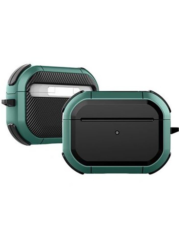 جراب قوي بحماية كامله متوافق مع جميع الايربود 3 - اسود في اخضر AirPods 3 