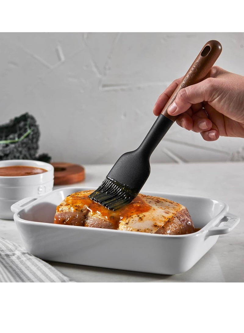 STAUB Pastry Brush, Perfect for Evenly Glazing Pastries and Basting Meats, Durable BPA-Free Matte Black Silicone, Acacia Wood Handles, Safe for Nonstick Cooking Surfaces - Image 4