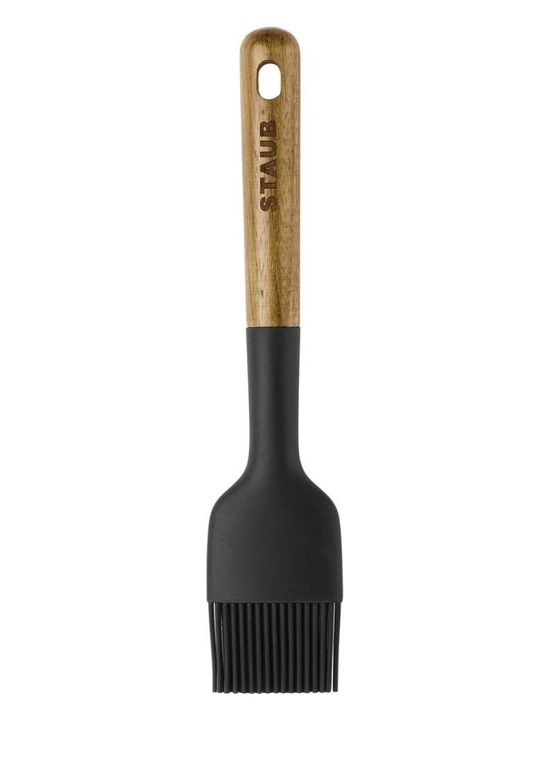 STAUB STAUB Pastry Brush, Perfect for Evenly Glazing Pastries and Basting Meats, Durable BPA-Free Matte Black Silicone, Acacia Wood Handles, Safe for Nonstick Cooking Surfaces  - Image 3