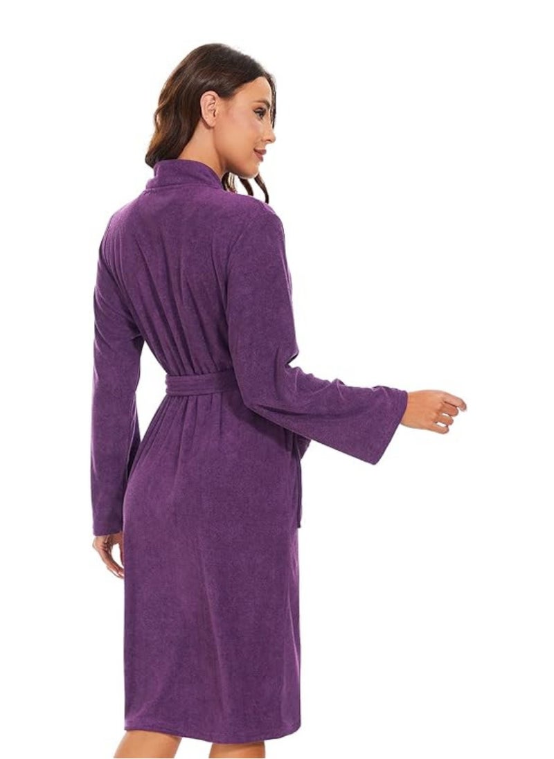 Blueberry - 3 Pieces Purple Colour Lightweight Cotton Summer Unisex Terry Spa  Bathrobe XL Size - Image 1