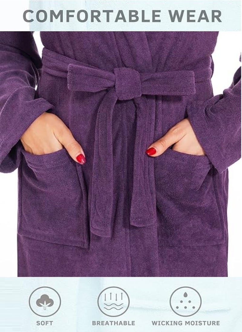 Blueberry - 3 Pieces Purple Colour Lightweight Cotton Summer Unisex Terry Spa  Bathrobe XL Size - Image 1