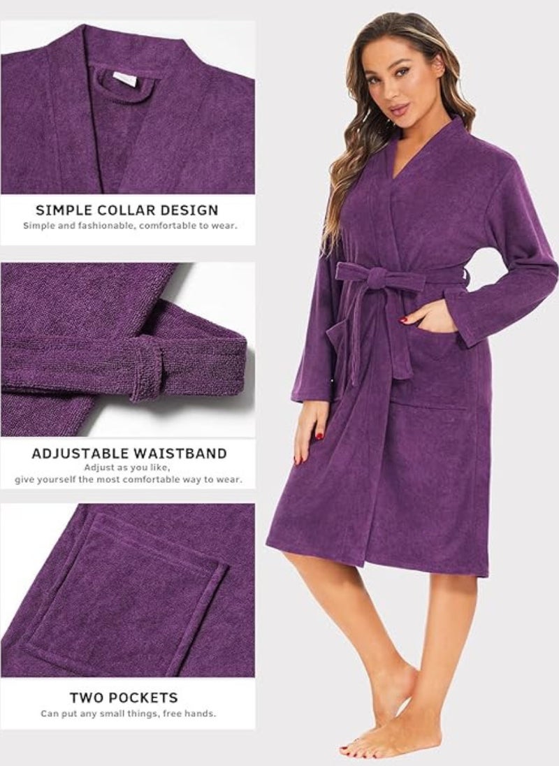 Blueberry - 3 Pieces Purple Colour Lightweight Cotton Summer Unisex Terry Spa  Bathrobe XL Size - Image 1