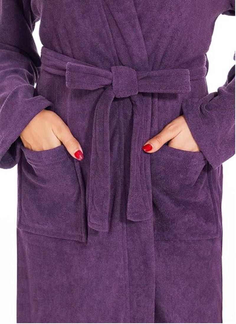 Blueberry - 3 Pieces Purple Colour Lightweight Cotton Summer Unisex Terry Spa  Bathrobe XL Size - Image 1