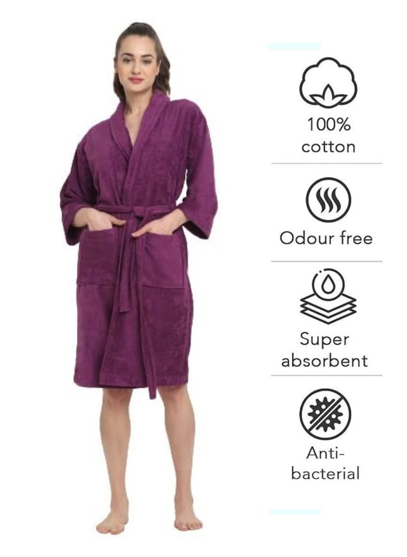 Blueberry - 3 Pieces Purple Colour Lightweight Cotton Summer Unisex Terry Spa  Bathrobe XL Size - Image 1