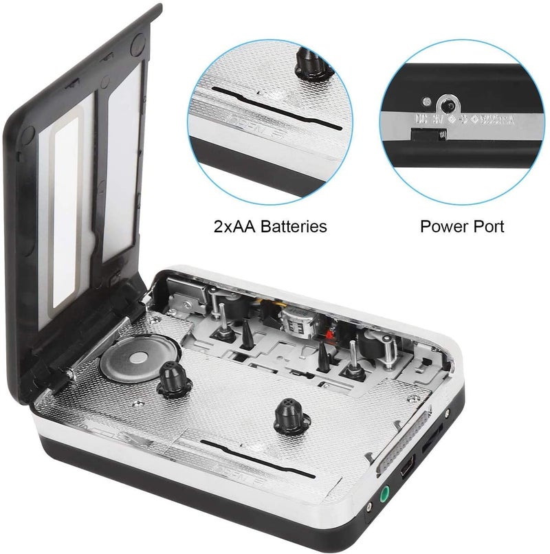 RuhZa USB Cassette Player Capture Cassette Tape-to-MP3 Converter into Computer Stereo HiFi Sound Quality Mega Bass Audio Music Player with Earphone - Image 5