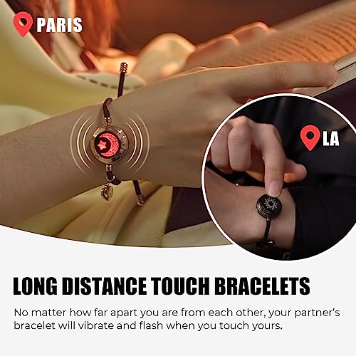 TOTWOO Single Touch Bracelets for Couples, Light up & Vibration for Love Couples | Long Distance Relationship Gifts for Girlfriend, Mother-Daughter, Sisters Bluetooth APP Set Up Pairing Jewelry - Image 2