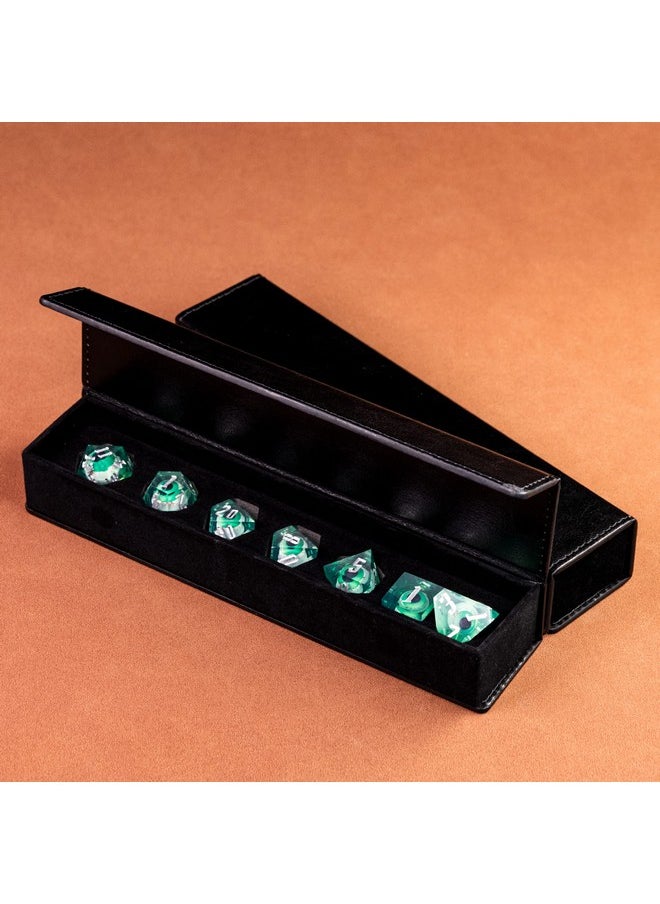 cusdie Cusdie 7-Die Liquid Core Eye Dice Handmade DND Dice Set Sharp Edges, Floating Eyeball Dice for Dungeons and DragonsTabletop Role Playing Game(Green Eyeball)  - Image 2