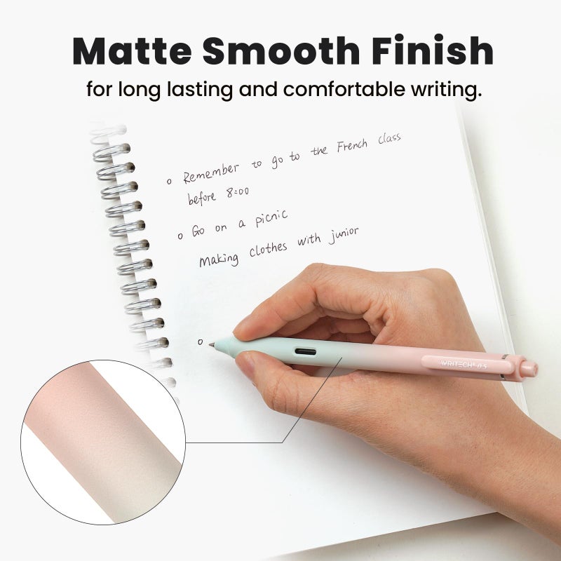 WRITECH Gel Pens Fine Point: 0.5mm Black Ink Retractable 4ct Smooth Writing No Bleed with Aesthetic Gradient Color Pen Barrel for Journaling Note Taking Sketching - Image 3