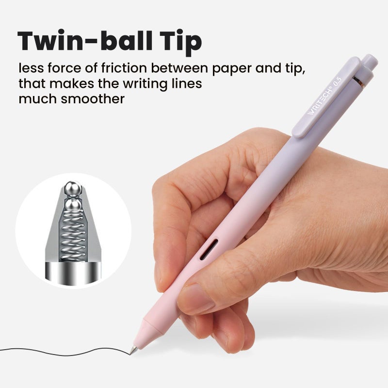 WRITECH Gel Pens Fine Point: 0.5mm Black Ink Retractable 4ct Smooth Writing No Bleed with Aesthetic Gradient Color Pen Barrel for Journaling Note Taking Sketching - Image 4