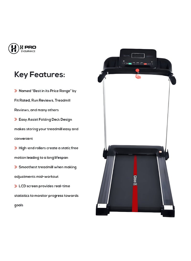 H PRO HM-797 Portable Smart Treadmill With Easy Assembly and LED Screen| 3.5 HP Peak Foldable Motorized Walking and Running Machine for Home Use - Image 3