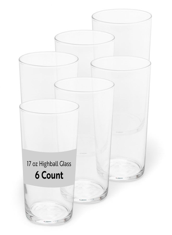 Restaurantware Sumi 17.3 Ounce Highball Glasses Set of 6 Fine-Blown Tom Collins Glasses - Tempered Dishwasher-Safe Glassware Clear Glass Tall Bar Glasses Serve Water Juices Cocktails Or Beers - Image 1