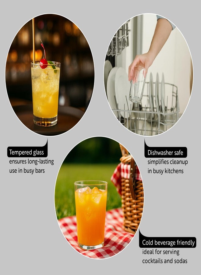 Restaurantware Sumi 17.3 Ounce Highball Glasses Set of 6 Fine-Blown Tom Collins Glasses - Tempered Dishwasher-Safe Glassware Clear Glass Tall Bar Glasses Serve Water Juices Cocktails Or Beers - Image 3