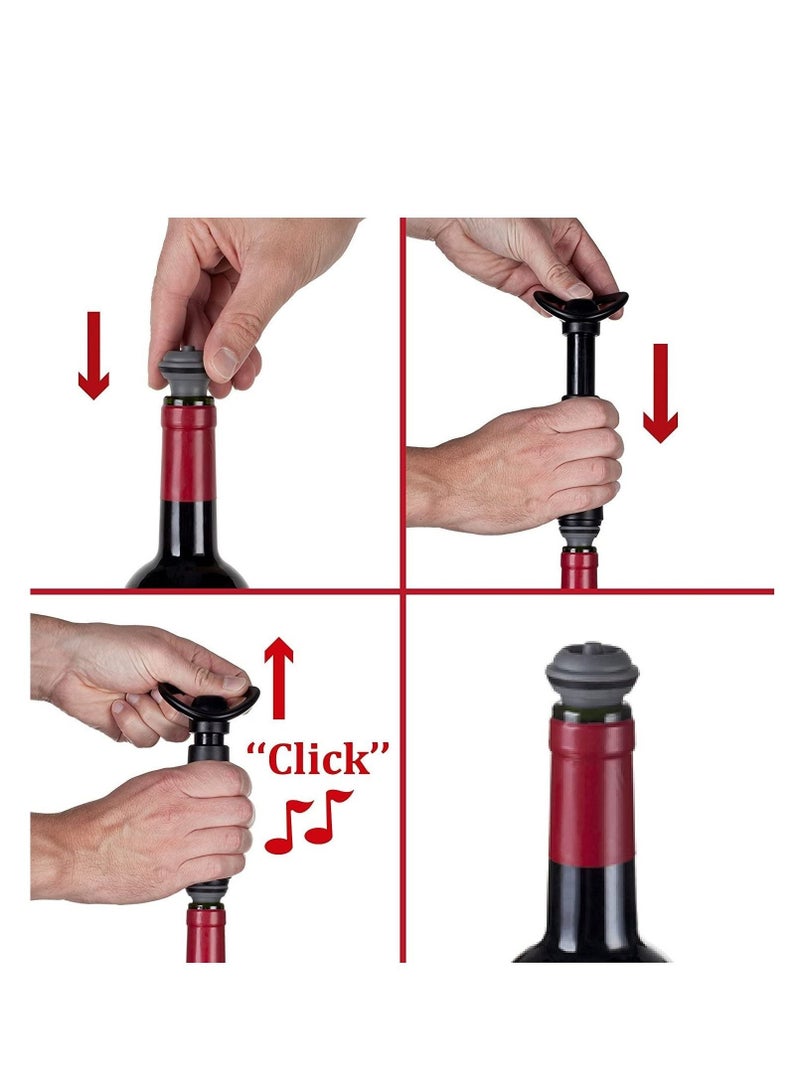 Captaintech Wine Saver Pump with 2 Vacuum Bottle Stoppers Black Black Pump 4 Stoppers - Image 4
