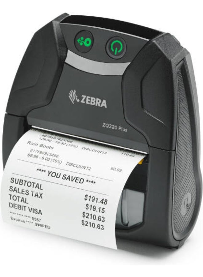 Zebra ZQ320 Plus Outdoor Direct Thermal Mobile Printer, Direct Thermal Print Technology, 4 IPS (102 mm/s) Print Speed, 203 DPI (8 dot/mm) Print Resolution, Bluetooth 4.1, Black | ZQ32-A0E04TE-00 - Image 1