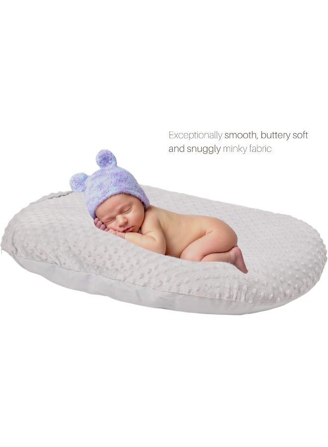 Mila Millie Water Resistant Removable Cover for Newborn Lounger | Minky Sensory Touch Slipcover for Baby Floor Seat | Premium Quality Soft Wipeable Fabric | Hypoallergenic (Fog)  - Image 4