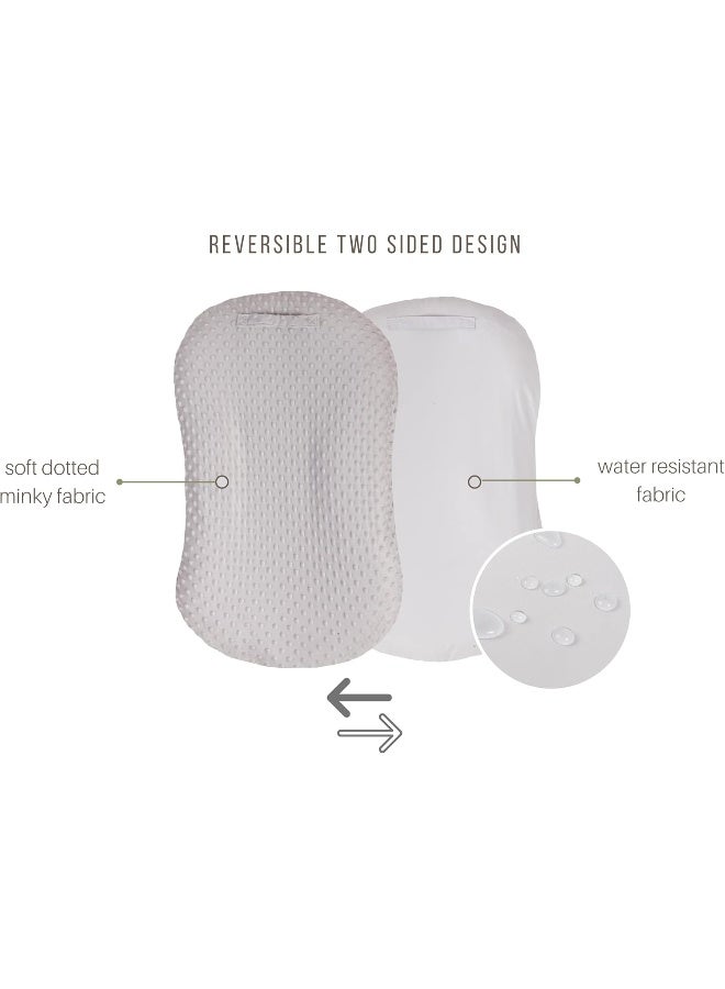 Mila Millie Water Resistant Removable Cover for Newborn Lounger | Minky Sensory Touch Slipcover for Baby Floor Seat | Premium Quality Soft Wipeable Fabric | Hypoallergenic (Fog)  - Image 2