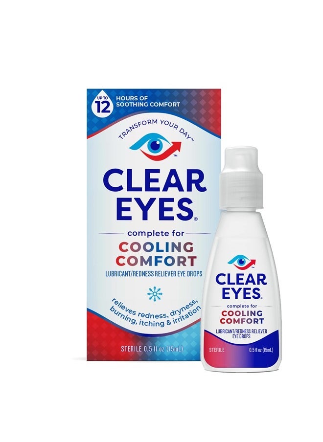 Clear Eyes - Cooling Comfort Redness Relief Eye Drops, Soothes Red Eyes, 0.5 fl oz, 3 Pack - Image 1