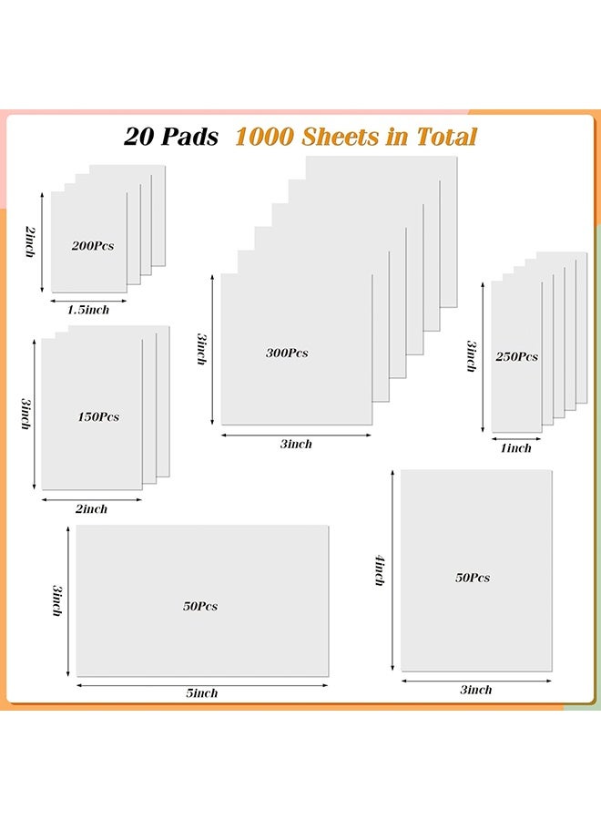 جي دي 1000 قطعة من الملاحظات اللاصقة الشفافة ذاتية اللصق، 6 أحجام، وسادات ملاحظات لاصقة شفافة مقاومة للماء، ملاحظات لاصقة شفافة ذاتية اللصق لتدوين الملاحظات على الكتب، علامات تبويب ملاحظات لاصقة للمخططات، لوازم مدرسية، مكتب، ملاحظات الكتب - Image 2