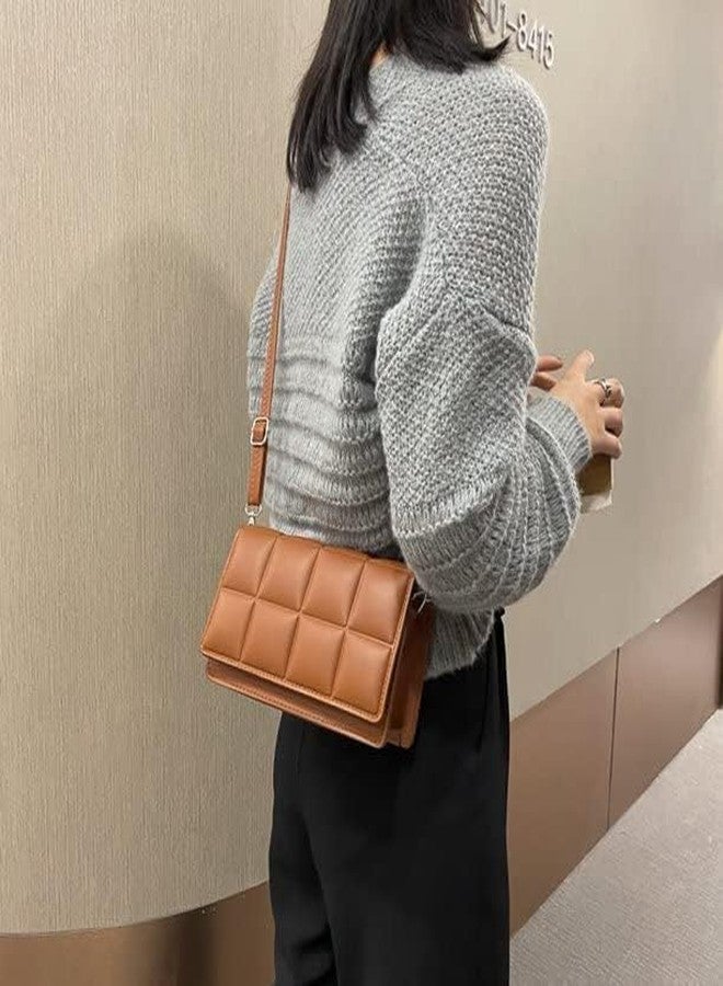 DIPDEY Women Classic Hand Bag Ladies Mini Handbag PU Leather Solid Color Hobo Bucket checker pattern Purse Crossbody Shoulder Bag Casual Ladies Small Flap Purse Party Wedding Casual MULTICOLOR (1 pcs) - Image 5