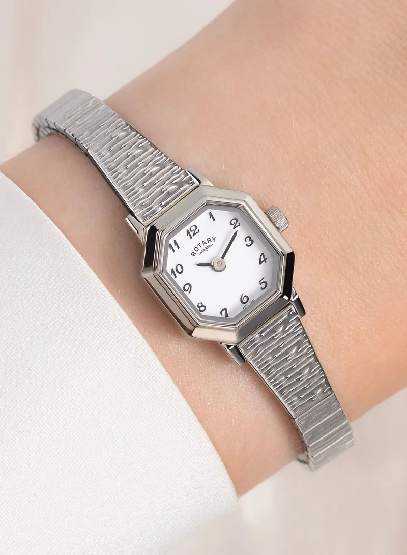 Rotary  Women's Heritage Altera Analogue Watch, 17.5 mm, White Dial, Steel Expander Bracelet for Women | Best Price UAE