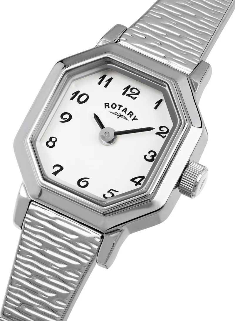 Rotary Women's Heritage Altera Analogue Watch, 17.5 mm, White Dial, Steel Expander Bracelet