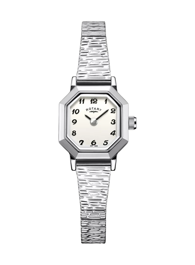 Rotary Women's Heritage Altera Analogue Watch, 17.5 mm, White Dial, Steel Expander Bracelet