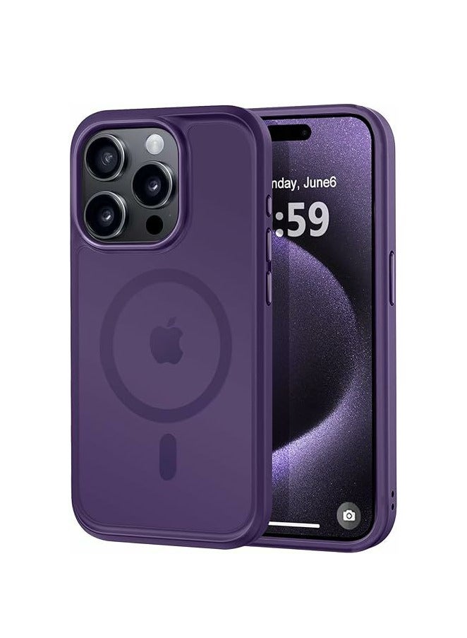 Denx Magnetic Case for iPhone 15 Pro [Shockproof & Slim] Matte Hard Back Cover with high-Grade Protection |  Purple - Image 1