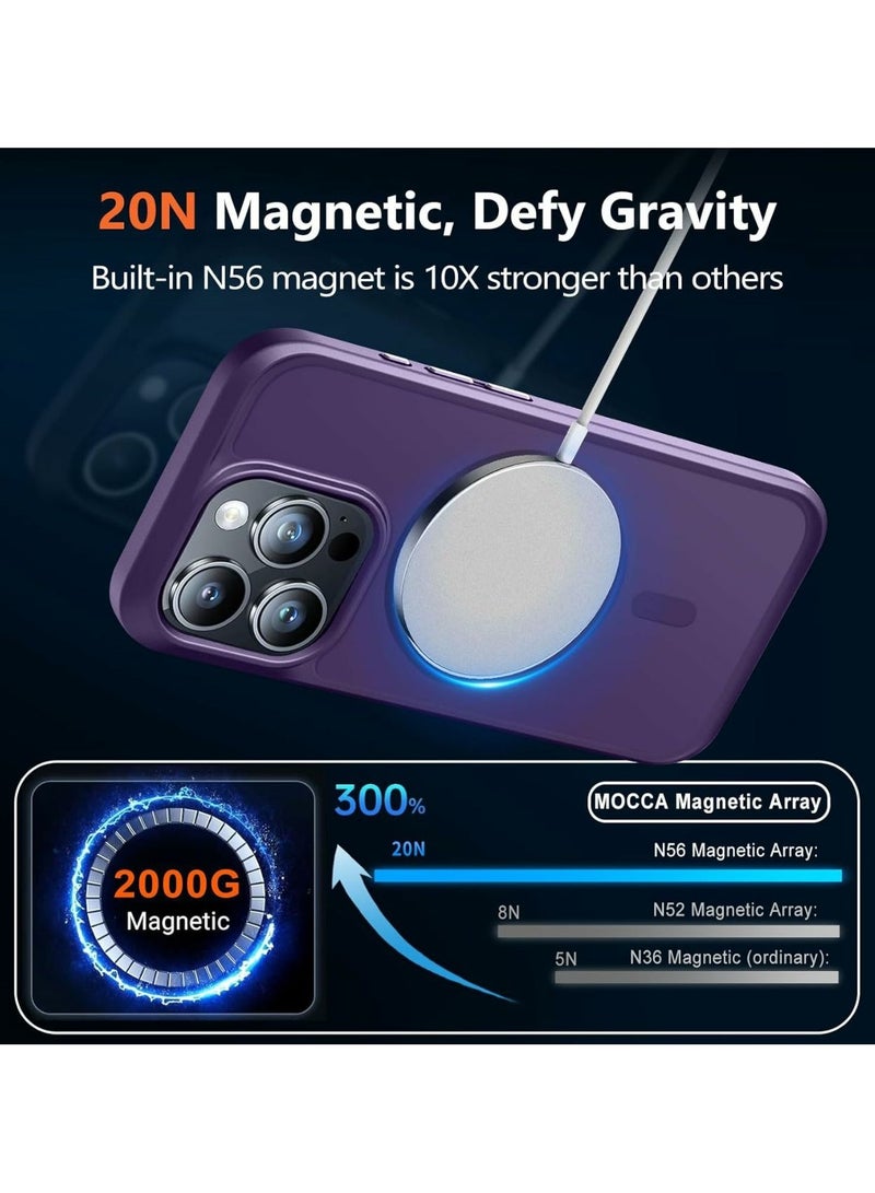 Denx Magnetic Case for iPhone 15 Pro [Shockproof & Slim] Matte Hard Back Cover with high-Grade Protection |  Purple - Image 3