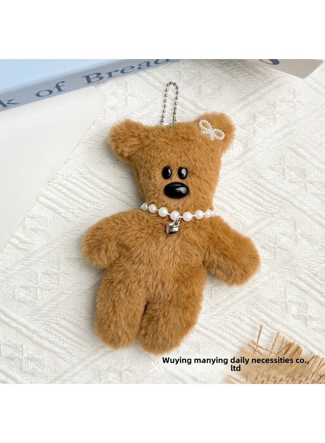 Squeaky Plush Pendant Keychain Doll Machine Stall Toy Bag Hanging Ornaments Girl's Heart Gift-Specifications:Love Necklace Teddy Bear [squeak Bead Chain]] - Image 1