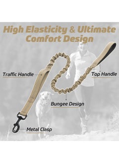 Rabbitgoo rabbitgoo Tactical Bungee Dog Leash with Shock Absorption, Military Training Leash with 2 Padded Control Handles for Medium Large Dogs, 5.2FT, Brown  - Image 4
