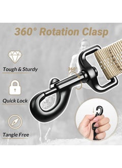 Rabbitgoo rabbitgoo Tactical Bungee Dog Leash with Shock Absorption, Military Training Leash with 2 Padded Control Handles for Medium Large Dogs, 5.2FT, Brown  - Image 3