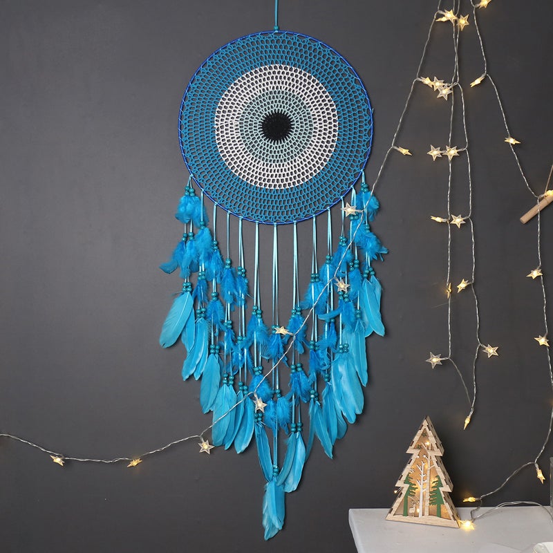 New Blue Enchantress 40Cm Concentric Circle Goose Feather Dream Catcher Home Decoration Wall Decoration Wedding Decoration - Image 5