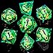 ARUOHHA DND Resin Dice Dragon Eye Dice Liquid Core Green Sharp Edged Dice Set with Gift Box Dungeons Polyhedral D and D Dice Set Compatible with DD Role Playing Game D20 D12 D10 D8 D6 - Image 4