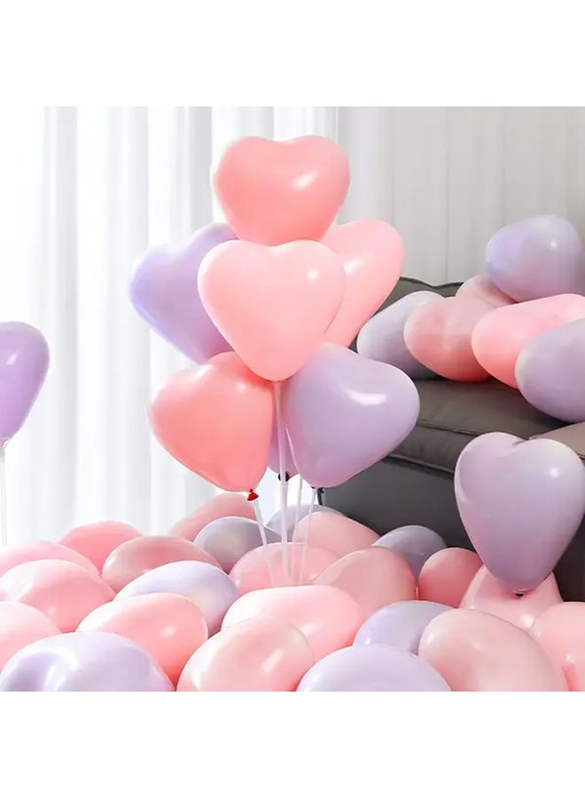 6 Pcs Violet Heart Shaped Foil Balloons Durable Latex Wedding Anniversary Valentine S Day Birthday Party Decorations Pastel Romantic Background Party Supplies - Image 2
