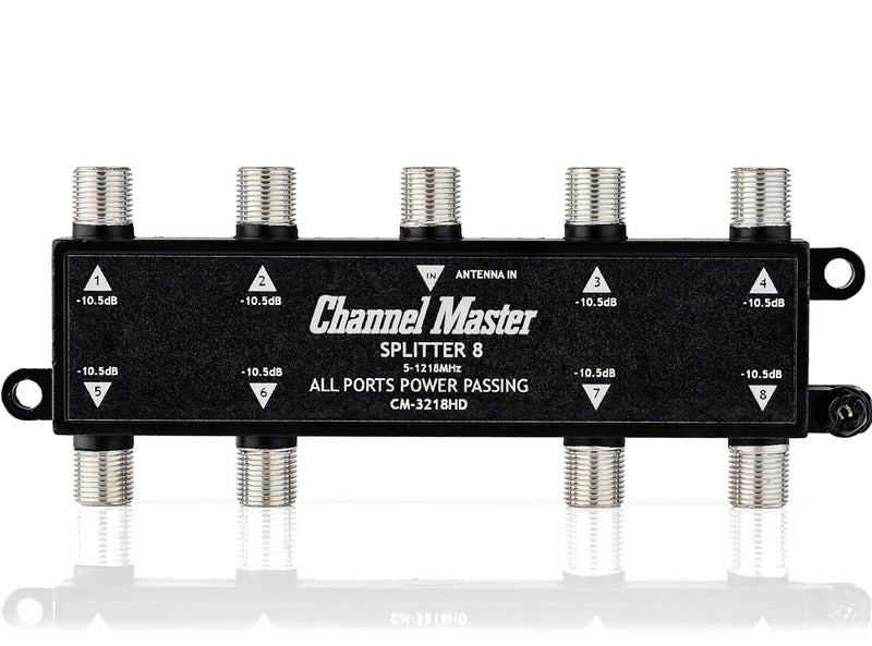 Channel Master Splitter 8 | 8-Way Splitter Distributes Digital HDTV Antenna Signal to 8 TVs, One Input and Eight Outputs, Power Passing for Preamplifiers and Boosters, Low-Loss Design, Indoor/Outdoor - Image 1