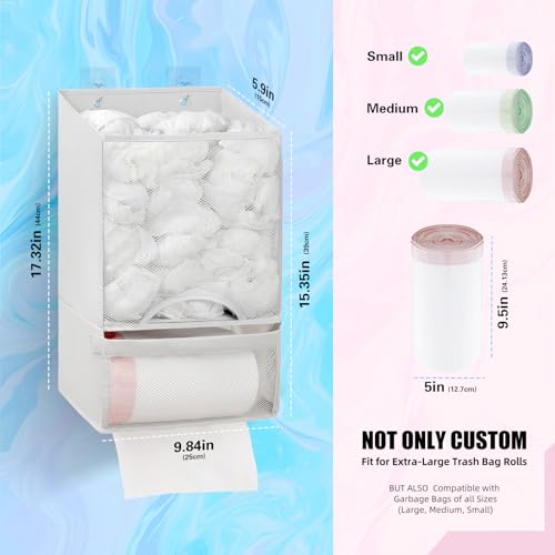 HOUSE AGAIN Plastic Bag HolderExtra Large Bag Saver Dispenser Wall Mount Organizer Grocery Trash Roll Bag Holder DispenserDaily Storage Solution for KitchenBathroomLaundryinHome Recycling Bins - Image 3