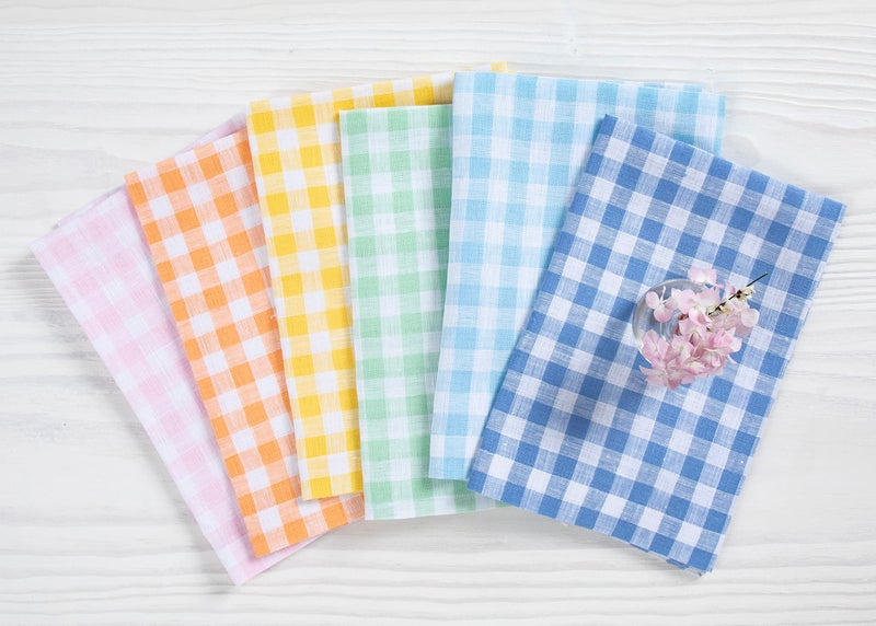 سولينو هوم Solino Home Gingham Check Linen Fadingles مجموعة من 4 - 100 ٪ من الكتان النقي Celadon المناديل المنقوقة 20 × 20 بوصة - مناديل عشاء قابلة للغسل للآلة لعيد الفصح الربيع - Image 4